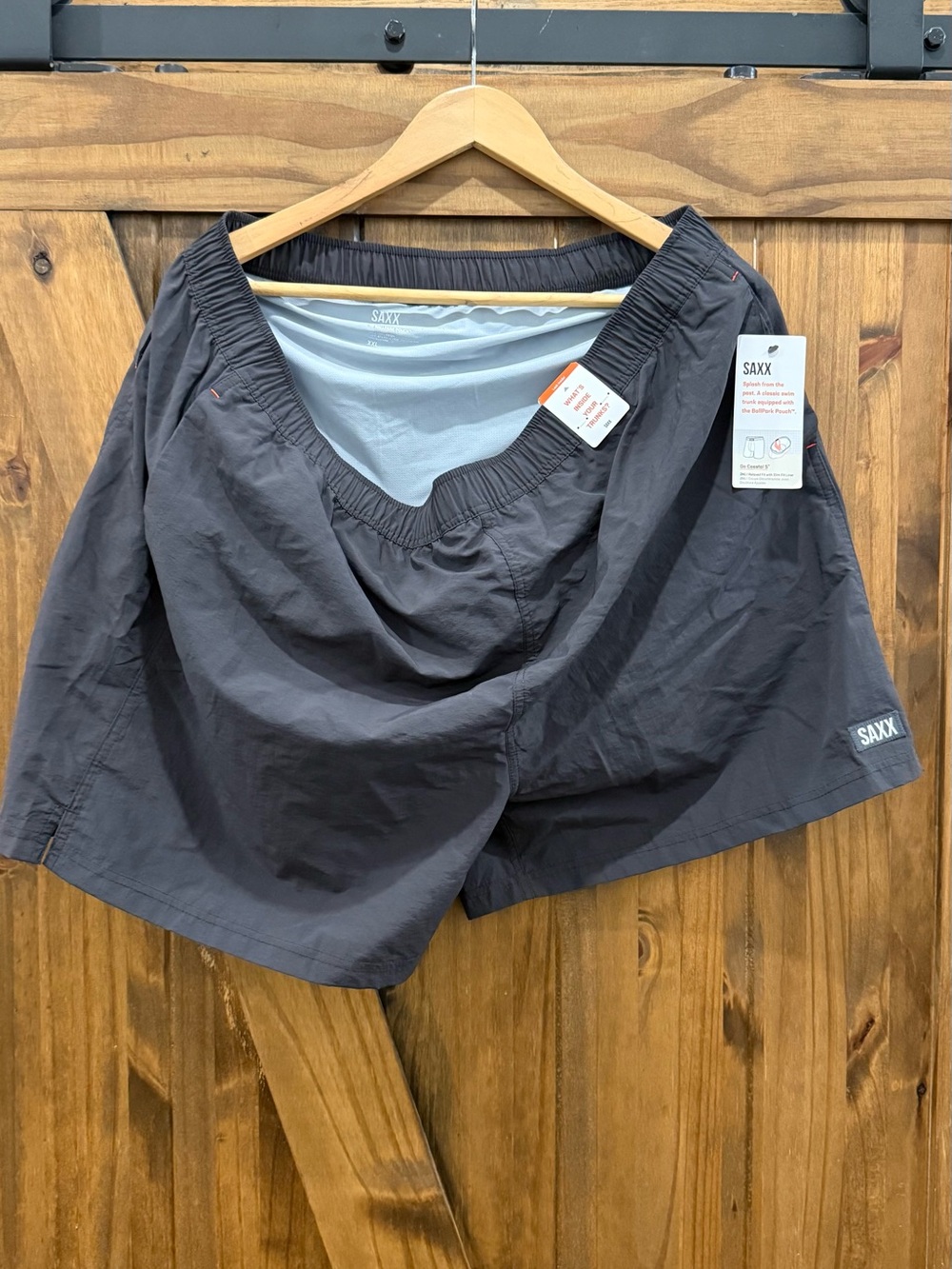 Saxx Men’s Charcoal Athletic Shorts with Elastic Waist